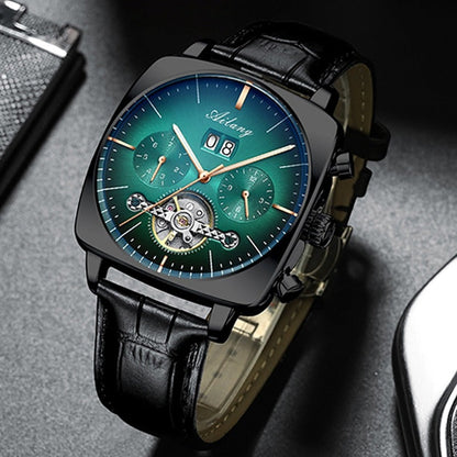 New Men Square Mechanical Watches Famous Brand Watch Montre Automatique Luxe Chronograph Square Large Dial Watch Hollow Waterproof Mens Fashion Watches