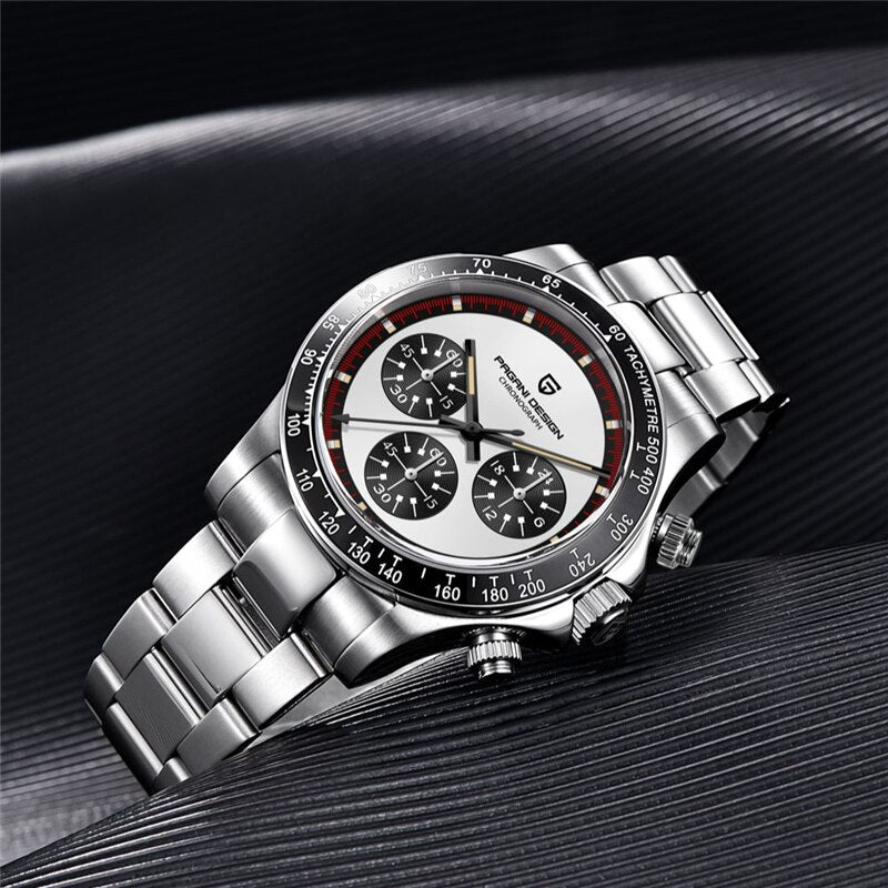 PAGANI DESIGN New Classic Men Quartz Watch Ceramic Bezel  Stainless Steel Waterproof Clock Luxury Sapphire Glass Chronograph