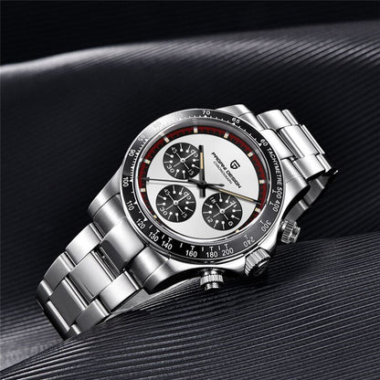 PAGANI DESIGN New Classic Men Quartz Watch Ceramic Bezel  Stainless Steel Waterproof Clock Luxury Sapphire Glass Chronograph