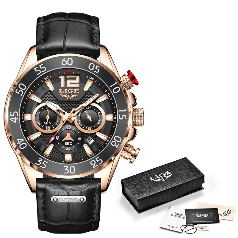 LIGE Fashion Men Watches Sport Quartz Watch Man Brand Luxury Wrist watches Chronograph Waterproof Casual Clock Montre Homme
