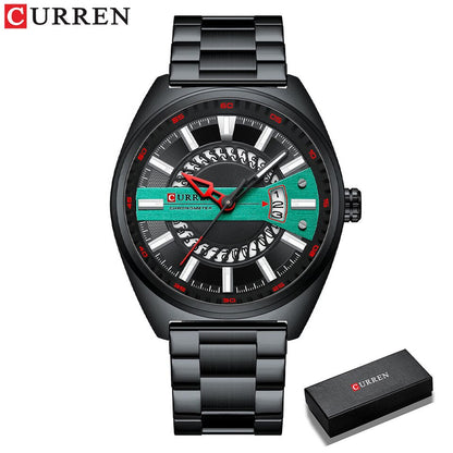 Men Watch Stainless Steel Band Luxury Quartz Wristwatches for Male Creative Design Golden Clock with Luminous