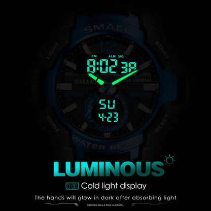 SMAEL Dual Time Army Sport Watch for Men Luminous Waterproof Quart Digital Wristwatch Alarm Clock LED Backlight Calendar 1805