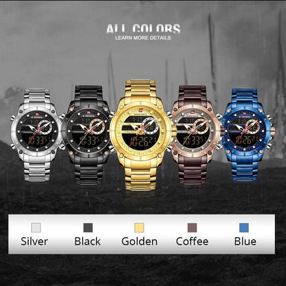 Casual Quartz Watch Men Stainless Steel Men Army Military Led Clock Male Waterproof Watches