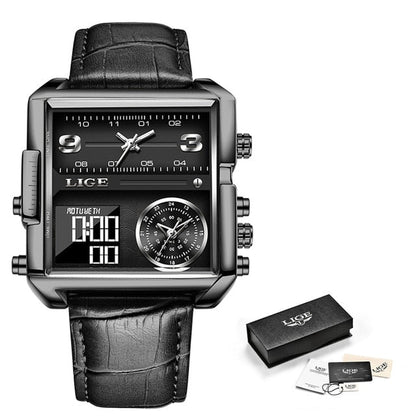 Men Quartz Digital Watch Creative Sport Watches Male Waterproof Wristwatch Montre Homme Clock Relogio Masculino Leather All Black, China