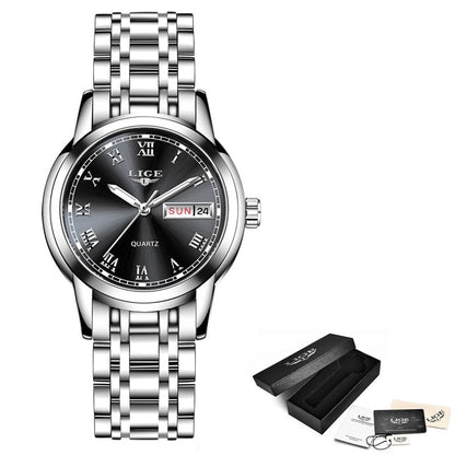 LIGE Women Watches Luxury Stainless Steel Watch for Women Fashion Casual Women Bracelet Watches Waterproof Ladies Wristwatches