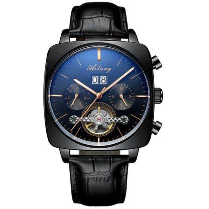 New Men Square Mechanical Watches Famous Brand Watch Montre Automatique Luxe Chronograph Square Large Dial Watch Hollow Waterproof Mens Fashion Watches