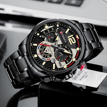 Casual Business Chronograph Waterproof Stainless Steel Watch Mens New Luxury Fashion Quartz Men Watches