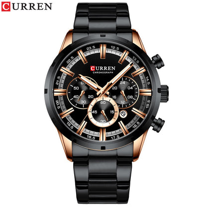 New Men Watches Top Brand Luxury Wrist Watch Quartz Clock Watch Men Waterproof Chronograph black