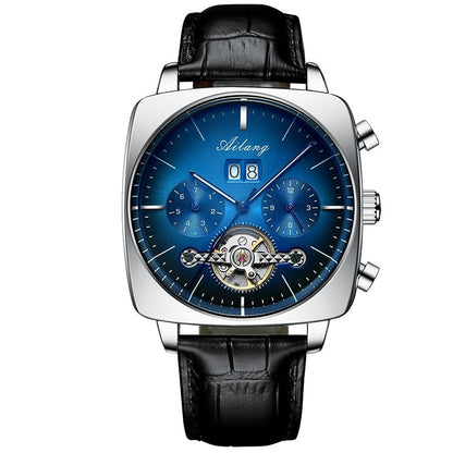 New Men Square Mechanical Watches Famous Brand Watch Montre Automatique Luxe Chronograph Square Large Dial Watch Hollow Waterproof Mens Fashion Watches