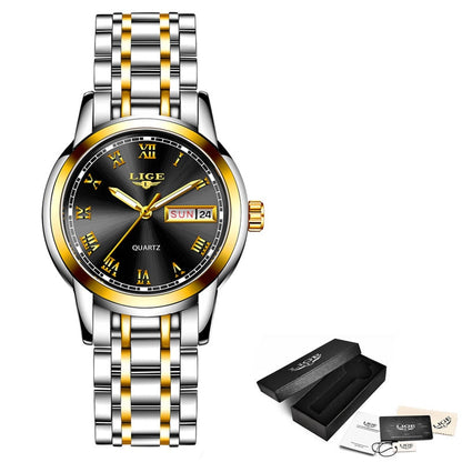 LIGE Women Watches Luxury Stainless Steel Watch for Women Fashion Casual Women Bracelet Watches Waterproof Ladies Wristwatches