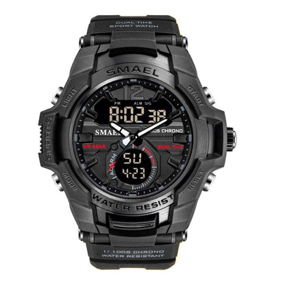 SMAEL Dual Time Army Sport Watch for Men Luminous Waterproof Quart Digital Wristwatch Alarm Clock LED Backlight Calendar 1805
