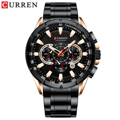Wrist Watch Men Waterproof Chronograph Military Army Stainless Steel Male Clock Top Brand Luxury Man Sport Watches 8363 Black watch