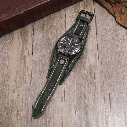 Punk Vintage Black Brown Belt Strap Men Genuine Leather Pointer Watch Bracelet Bangles For Women Male Jewelry Freely