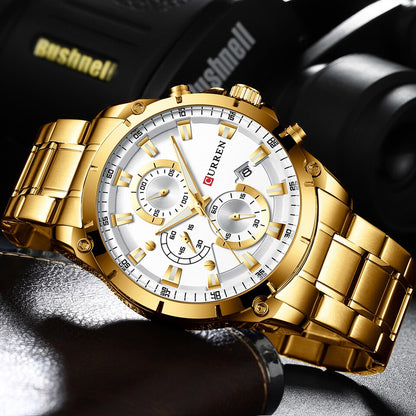 Gold Watches Men Luxury Top Brand CURREN Quartz Wristwatch Fashion Sport and Causal Business Watch Male Clock Reloj Hombres