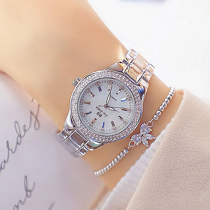Ladies Wrist Watches Dress Gold Watch Women Crystal Diamond Watches Stainless Steel Silver Clock Women Montre Femme