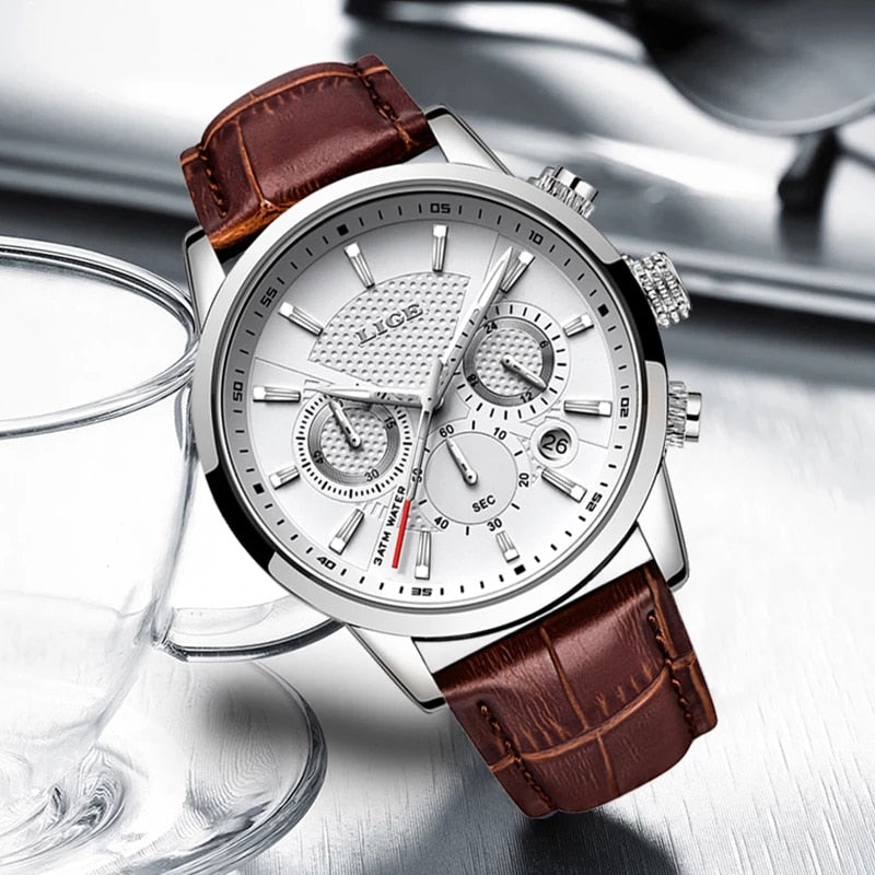 Watch Men Fashion Sports Quartz Clocks Mens Watches Top Brand Leather Military Waterproof Date Watch Relogio Masculino