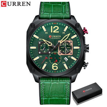 New Men Watch Fashion Waterproof Multi-function Chronograph Clock Leather Six Needle Calendar luminous Quartz Watches