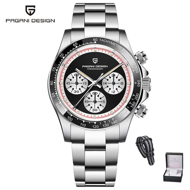 PAGANI DESIGN New Classic Men Quartz Watch Ceramic Bezel  Stainless Steel Waterproof Clock Luxury Sapphire Glass Chronograph