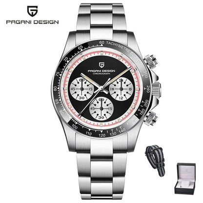 PAGANI DESIGN New Classic Men Quartz Watch Ceramic Bezel  Stainless Steel Waterproof Clock Luxury Sapphire Glass Chronograph