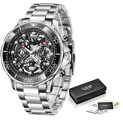 Gold Mens Watche Top Brand Luxury Stainless Steel Quartz Watch For Men Waterproof Sport Clock Male Chronograph