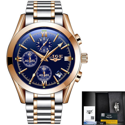 Men Watches Top Brand Luxury Military Quartz Watch Premium Leather Waterproof Sport Chronograph Watch for Men