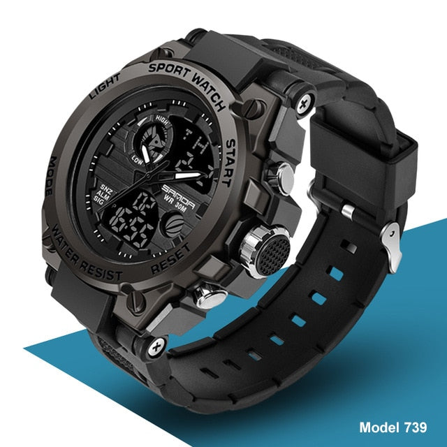 SANDA 739 Sports Men's Watches Top Brand Luxury Military Quartz Watch Men Waterproof S Shock Male Clock relogio masculino 2022