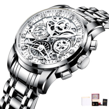 Men Watches Tourbillon Rotating Window Top Luxury Brand Fashion Quartz Men Watch Waterproof Gold Steel Business Wristwatch