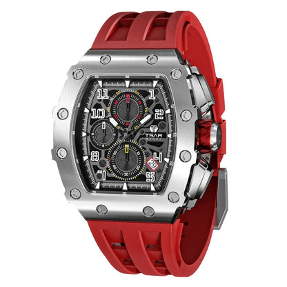 Men Watch Top Brand Luxury Tonneau Clock 50M Waterproof Stainless Steel Wristwatch Sport Chronograph Watch for Men