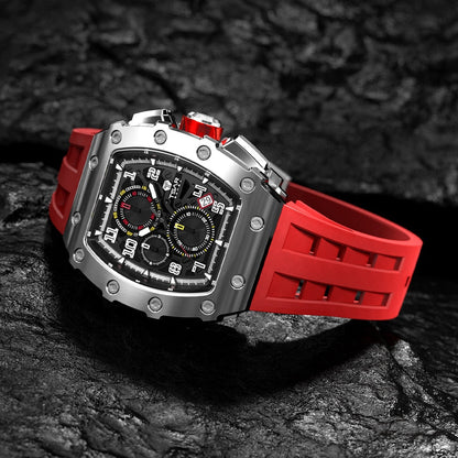 Men Watch Top Brand Luxury Tonneau Clock 50M Waterproof Stainless Steel Wristwatch Sport Chronograph Watch for Men