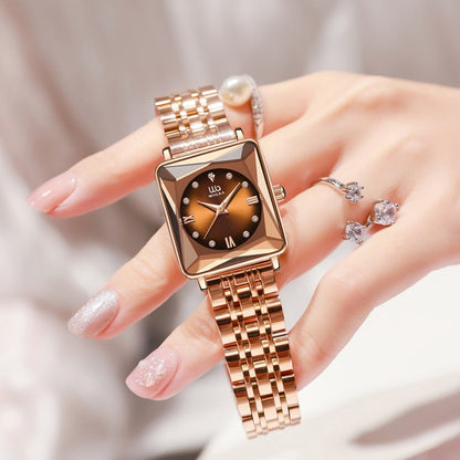 Women Business Wrist Square Watch Simple Design Luxury Fashion Rectangular Gold Stainless Steel Waterproof Quartz Watches