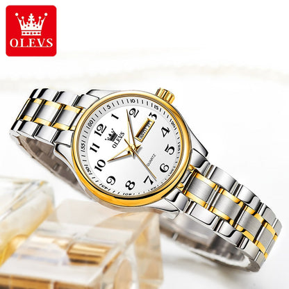 OLEVS Luxury Quartz Watch for Women Elegant Stainless Steel Watch Luminous Waterproof Week Date Wristwatch Ladies Dress Watch