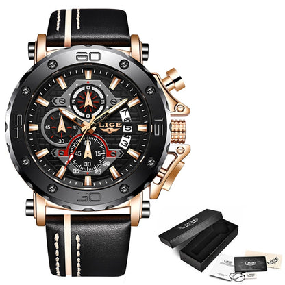 New Business Leather Men Watches Top Brand Luxury Quartz Watch For Men Waterproof Sport Big Dial Military Wristwatch