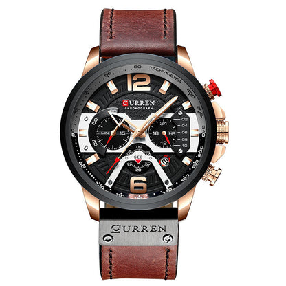 New Casual Sport Watches for Men Top Brand Luxury Military Leather Wrist Watch Man Clock Fashion Chronograph Wristwatch