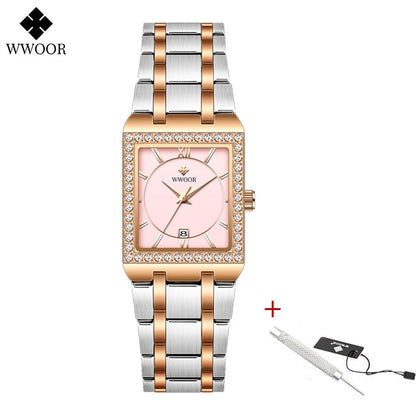 New Fashion Ladies Diamond Watch Top Brand Luxury Square Wrist Watch Simple Women Dress Small Watch Relogio Feminino