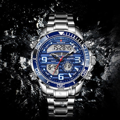 New Mens Watch Luxury Business Digital Dual Display Quart Watch For Men Waterproof Luminous Chronograph Wristwatch