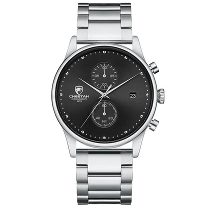 New Men Watches Chronograph Quartz Watch Men Stainless Steel Waterproof Sports Clock Watches Business reloj hombre Silver Black, China
