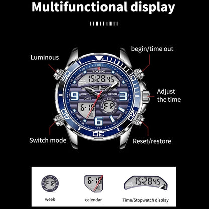 Luxury Digital Men Watches Top Luxury Sport Quartz Wristwatch For Men All Steel Military Waterproof Clock+Box