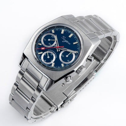 New 37mm Chronograph Watch of Men Seagull ST1902 Swan neck Movement Waterproof Mechanical Wristwatches Dome Sapphire