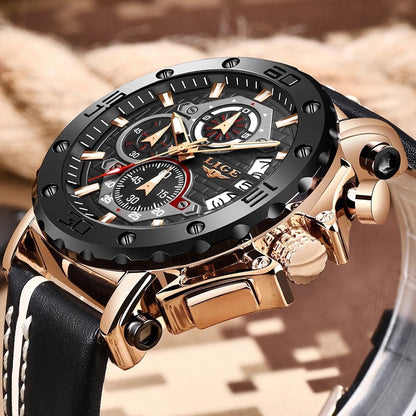 New Business Leather Men Watches Top Brand Luxury Quartz Watch For Men Waterproof Sport Big Dial Military Wristwatch