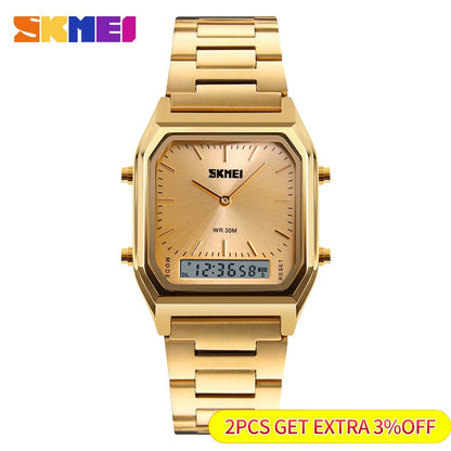 Men Digital Dual Time Sports Chronograph 3 bar Waterproof Quartz Wristwatches relogio masculino 1220