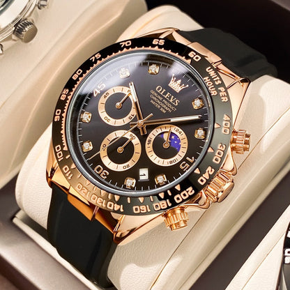 OLEVS New Luxury Men Watches Quartz Watch Silicone Sport Date Chronograph Waterproof Luminous Multifunction Men's Quartz Watch
