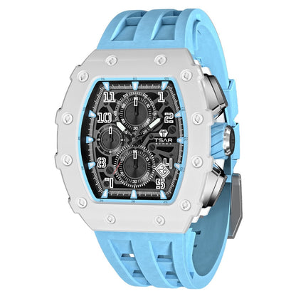 Men Watch Top Brand Luxury Tonneau Clock 50M Waterproof Stainless Steel Wristwatch Sport Chronograph Watch for Men