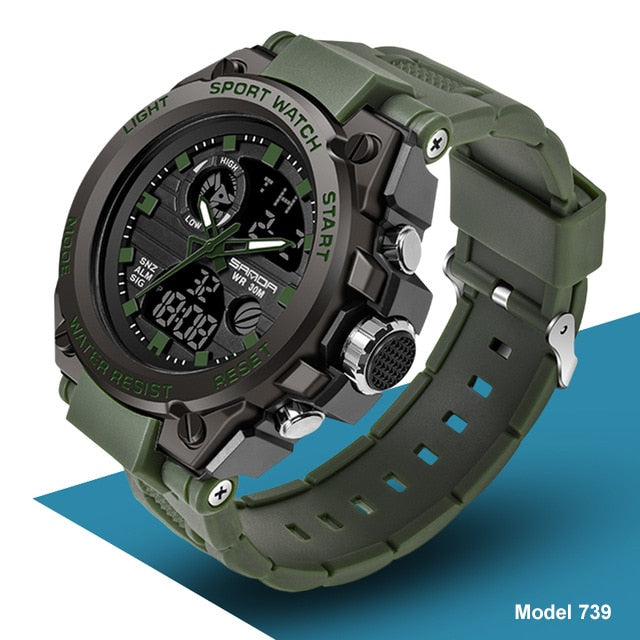 SANDA 739 Sports Men's Watches Top Brand Luxury Military Quartz Watch Men Waterproof S Shock Male Clock relogio masculino 2022