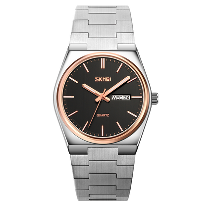 New Casual Quartz Clock Male Full Steel Time Week Date Sports Watch Mens Waterproof Business Wristwatches Man reloj hombre color1