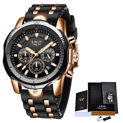 LIGE Fashion Watch for Men Sports Watches Waterproof Quartz Date Clock Military Wrist Watch Watch