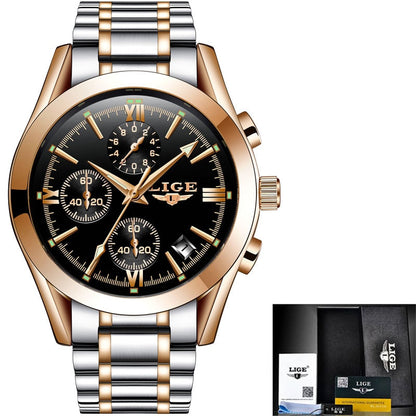 Men Watches Top Brand Luxury Military Quartz Watch Premium Leather Waterproof Sport Chronograph Watch for Men Steel A