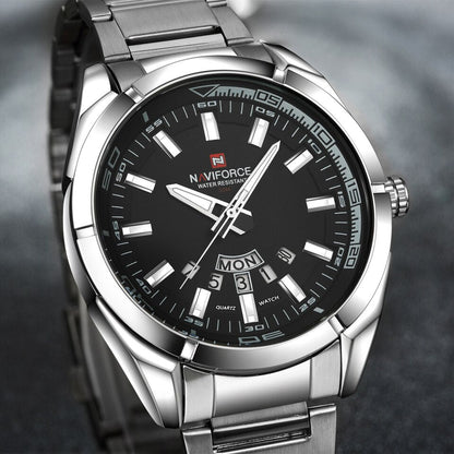 Business Men Quartz Watches 44MM Fashion Stainless Steel 30M Waterproof Date Wrist Chronograph Relogio Masculino
