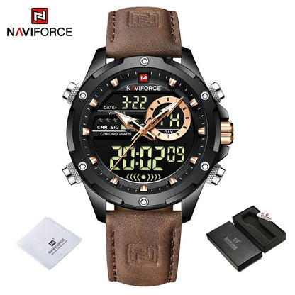 Luxury Brand Original Watches For Men Casual Sports Chronograph Alarm Quartz Wrist Watch Leather Waterproof Clock 9163