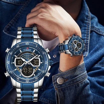 Men Watches Luxury Original Quartz Digital Analog Sport Wrist Watch for Men Waterproof Stainless Steel Clock