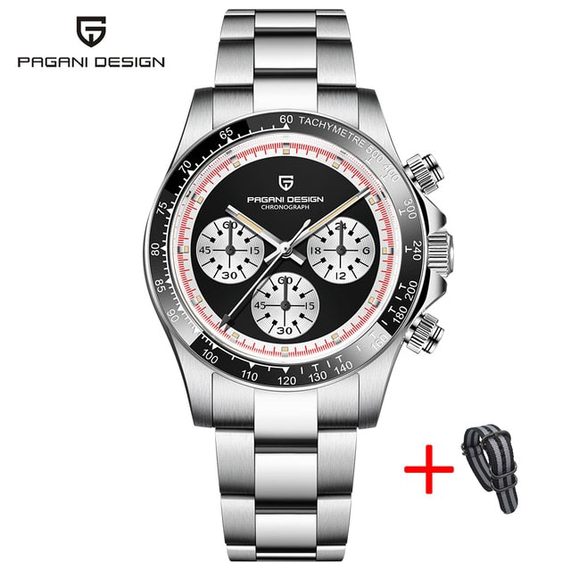 PAGANI DESIGN New Classic Men Quartz Watch Ceramic Bezel  Stainless Steel Waterproof Clock Luxury Sapphire Glass Chronograph black, Czech Republic